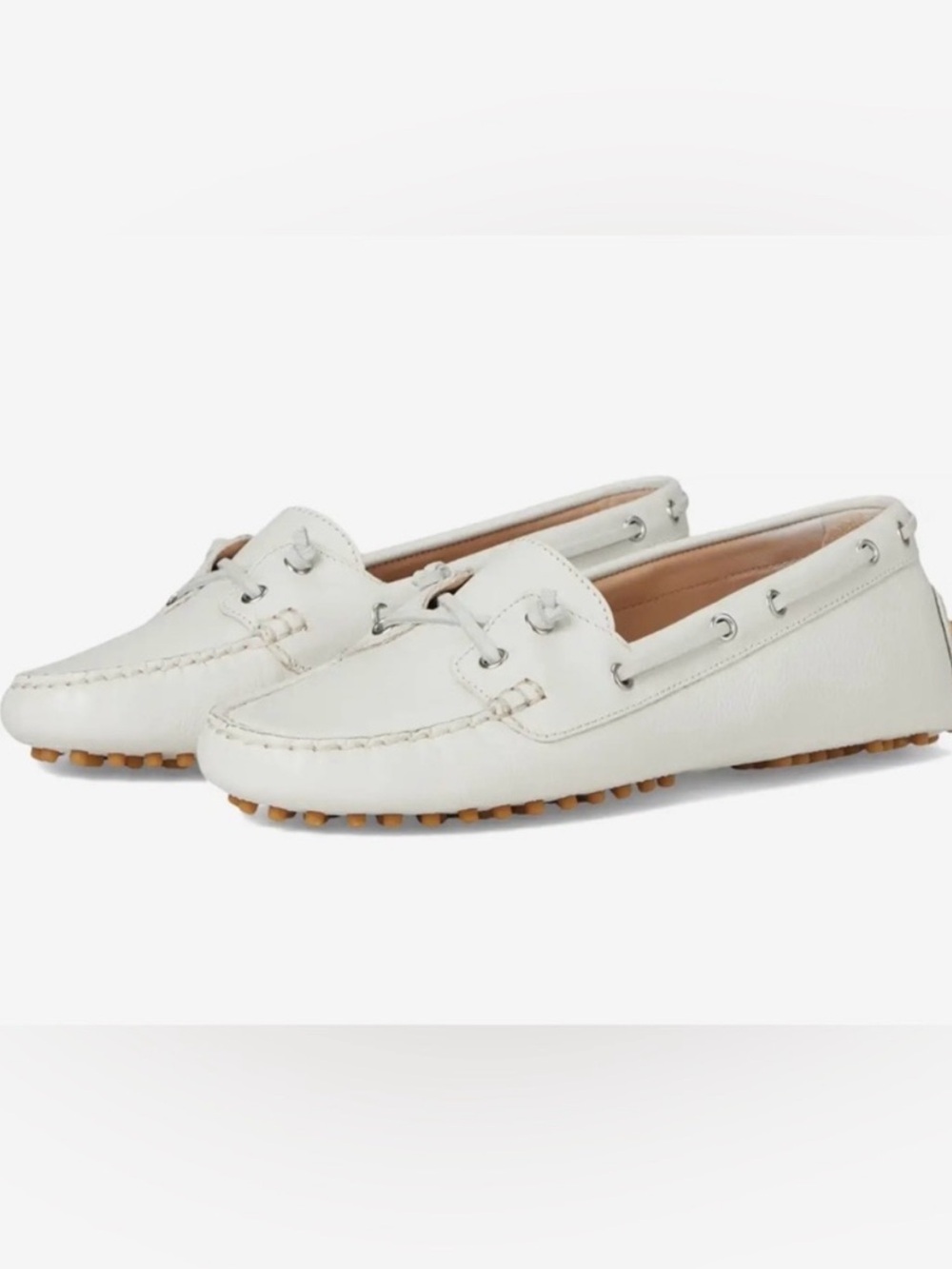 Veronica Beard Jia Boater‎ Leather Driving Loafers Coconut White Size 7.5